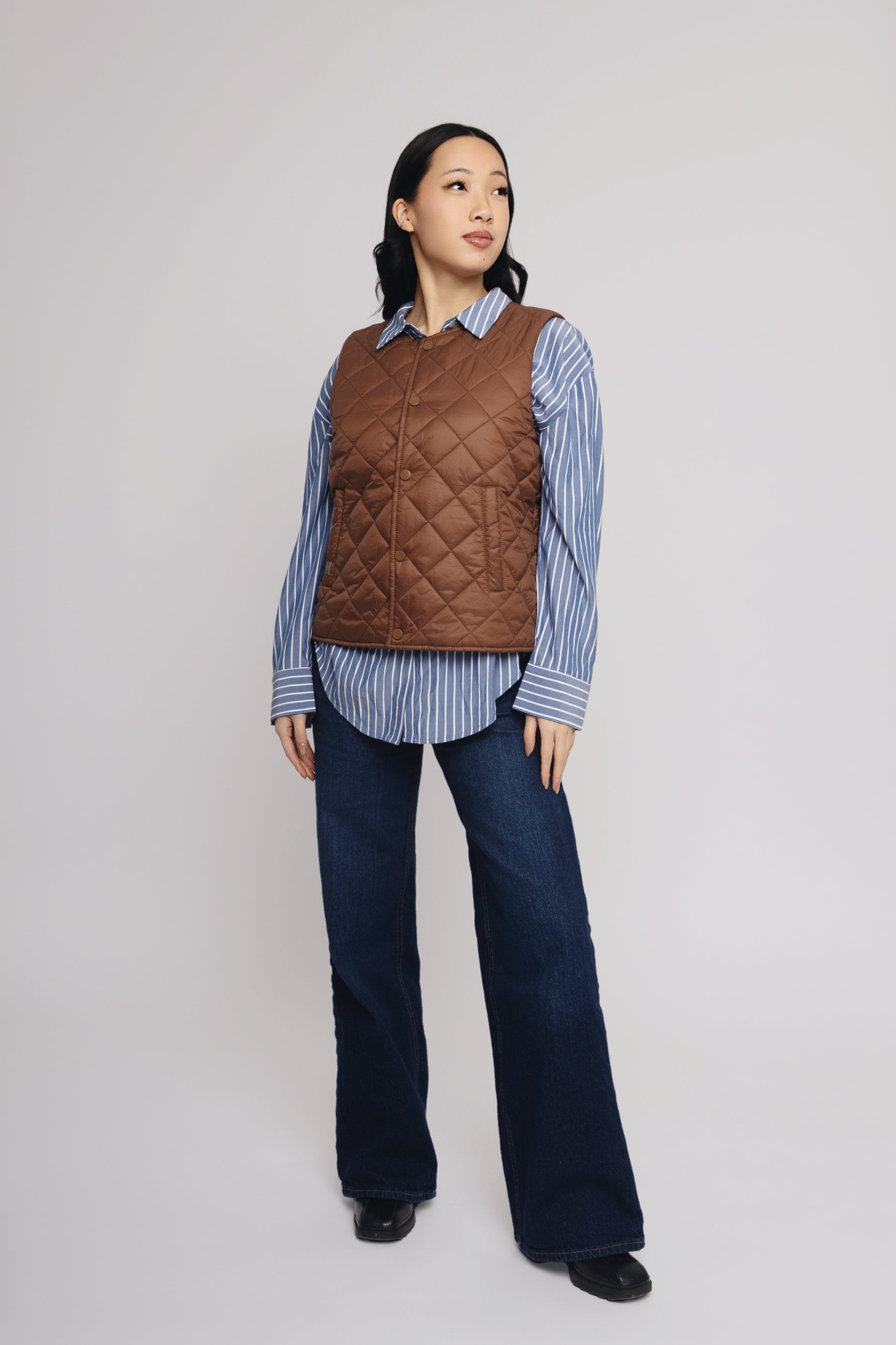 Saeff® SubtArmor Level 1 Stab-Resistant Adjustable Waist Puffer Vest (Brown)