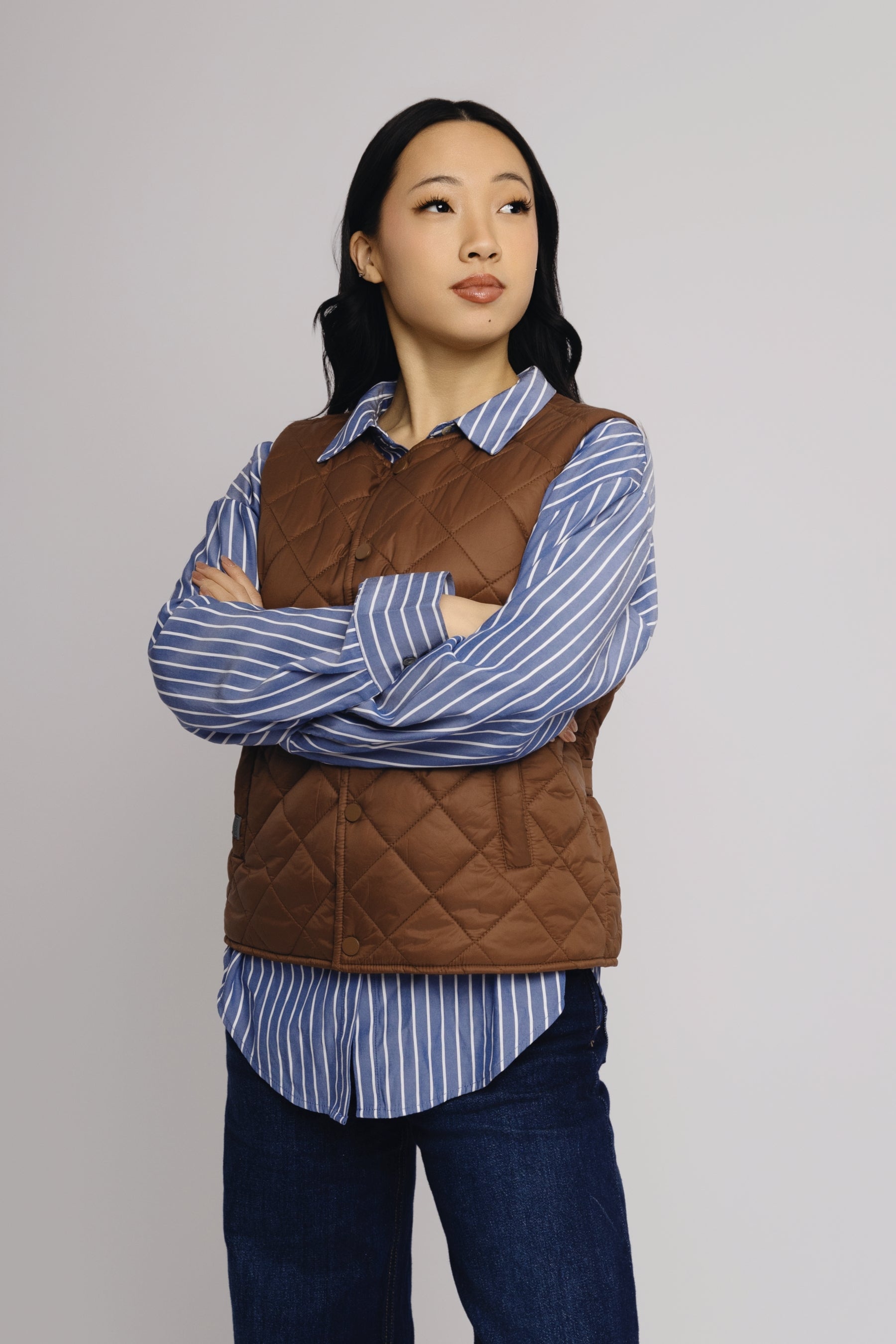 Saeff® SubtArmor Level 1 Stab-Resistant Adjustable Waist Puffer Vest (Brown)