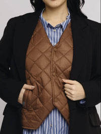 Saeff® SubtArmor Level 1 Stab-Resistant Adjustable Waist Puffer Vest (Brown)